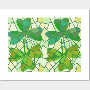 Shamrock Fragments Pattern Posters and Art